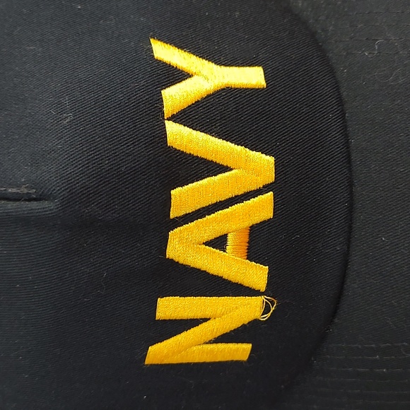 Vtg Propaganda Navy Embroidered Black Yellow Baseball Adjustable Cap Hat - Picture 2 of 9